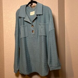 AE Textured Henley Sweatshirt size XL